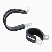 AUPROTEC Colliers de serrage réglables en acier galvanisé avec insert en caoutchouc, attaches en P pour sécuriser les tuyaux et câbles, diamètre 50 mm, 15 mm