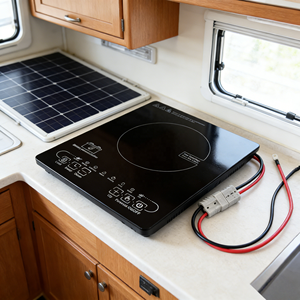 เตาแม่เหล็กไฟฟ้าพลังงานแสงอาทิตย์ DC 24V/48V ใช้พลังงานแบตเตอรี่ ดีไซน์ใหม่สำหรับใช้ภายใน/ภายนอกอาคาร แรงบันดาลใจจากโรงแรมในสหรัฐอเมริกา รถยนต์ และรถบ้าน - Product Image 3