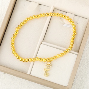 Cuenta redonda de moda 26 corona letra <span class=keywords><strong>minúscula</strong></span> pulsera <span class=keywords><strong>con</strong></span> chapado de cobre y joyería de circón <span class=keywords><strong>con</strong></span> microincrustaciones al por mayor - Product Image 2