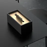 Boîte à mouchoirs en béton de luxe avec couvercle en métal doré, vente directe d'usine chinoise