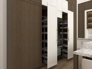 Meubles de cuisine modernes, design en bois, plan de travail en marbre, rangement fonctionnel, personnalisable, pour appartement - Product Image 4