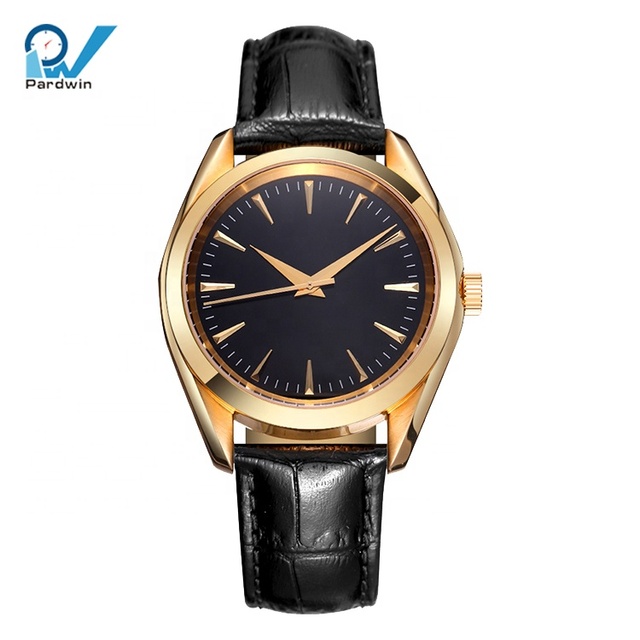 Mechanical Watch Sellita Luxury Gold Finishing Stainless Steel Domed Sapphire Crystal Italian Leather Strap 10atm Waterproof Men