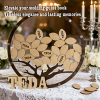 Livre d'or de mariage moderne de nouvelle conception en forme de feuilles d'arbre avec logo personnalisé, base en bois acrylique, modèle Teda Craft GBL