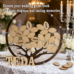 现代新设计树叶形留言簿婚礼留言簿带定制徽标亚克力木底座 Teda Craft Model <span class=keywords><strong>GBL</strong></span> - Product Image 4