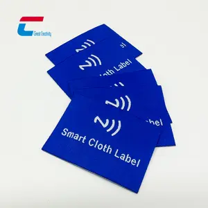 Custom Washable NFC Clothes Tag Heat Resistant RFID Laundry Label NFC Woven Clothing Tag