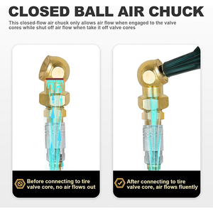 2-पैक 1/4 मानक त्वरित प्लग टायर इंफ्लेवेटर गेज नोजल पोर्टेबल ठोस धातु बंद गेंद एयर चक ओम स्टील - Product Image 3