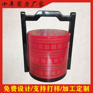 Retro Red Wooden Gift Box <b>Set</b> With Handle For Chinese New Year Wedding Candy Dried Fruit Storage 290mm High Exquisite Design - Product Image 5