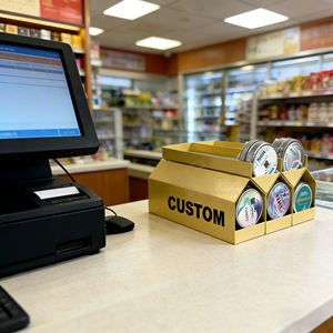 Présentoir de comptoir personnalisé en métal et acrylique pour tabac et cigarettes, avec logo sur mesure, pour décoration de boutique de tabac - Product Image 1