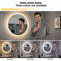 Miroir rond au design moderne avec rétroéclairage LED intelligent anti-buée, miroir de salle de bain intelligent à LED avec écran tactile pour hôtel
