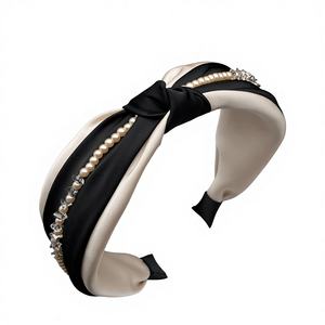 French High-End Women's Hair Clip &amp; <strong>Headband</strong> <strong>2023</strong> Internet Popular <strong>New</strong> Style Pearl Beaded Handmade Elegant Wide Edge - Product Image 1