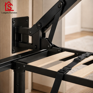 Meilleures ventes : Armoire de rangement modulaire pliable Longsen, design moderne et innovant en chêne, gain de place, avec <span class=keywords><strong>lit</strong></span> Murphy, ports USB et éclairage LED - Product Image 2