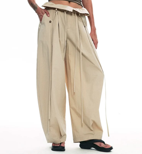 Pantalones <span class=keywords><strong>Cargo</strong></span> para <span class=keywords><strong>Mujer</strong></span> con Cordón Ajustable, Pantalones Anchos Estilo Globo, Pantalones Largos Casuales de Corte Holgado para Ropa Urbana y Uso Diario - Product Image 2