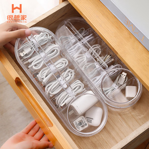 Henxiangjia Data Cable <b>Storage</b> <b>Box</b> Transparent Rectangular With Lid For Earphone And <b>Small</b> Jewelry Desktop Organizer - Product Image 3