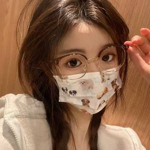 Lunettes Xiaohongshu demi-cerclées à oreilles de chat pour femmes 01183, ultra légères, protection contre la lumière bleue, verres PC, largeur de monture moyenne - Product Image 4