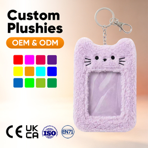 Servizio OEM ODM, Porta Fotocard Personalizzato a Forma di Gatto Viola, Peluche, Custodia per Carta d'Identità in Peluche - Product Image 1