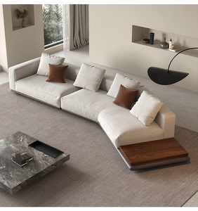 Sofá de tela italiana Yisi, combinación de sala de estar, sofá de algodón y <span class=keywords><strong>lino</strong></span> con forma de horizonte moderno extremadamente simple - Product Image 3
