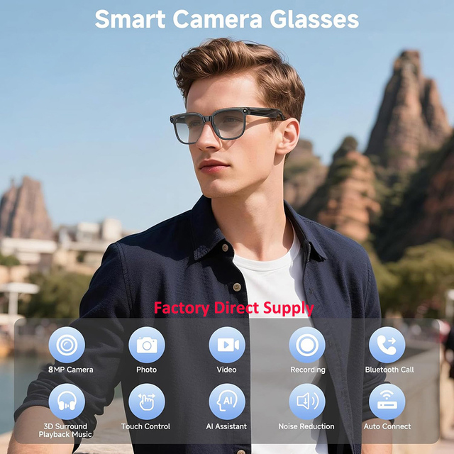 Smart Electronics 4K HD Camera AI Image Recognition Real Time Translation Photochromic Recording Smart Glasses AI Sunglasses