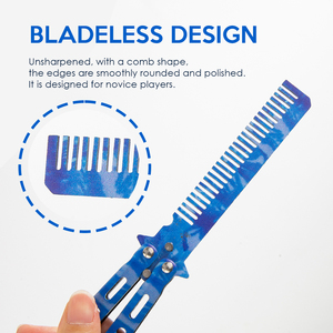 Peine de entrenamiento seguro estilo mariposa peine para peinar el cabello entrenador práctica plegable Balisong mariposa cuchillo entrenador peine para principiantes - Product Image 5