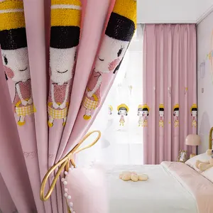 Новая занавеска С мультяшной вышивкой розовые готовые занавески с прозрачной вышивкой для маленьких девочек дизайнерские занавески для спальни для девочек