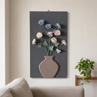 Seni Dinding Bunga Art Deco dalam Vas (25B-1877)-Bahan MDF Dekorasi Ruang Tamu