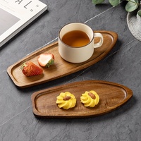 Japanse stijl acaciahouten theeblad, serveerblad, steak-, pizza- en taartbord, lang rechthoekig serveerblad, kopjesbord