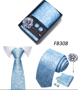 Juego de <span class=keywords><strong>corbata</strong></span> Jacquard formal con logotipo personalizado para hombre, broche de pañuelo, gemelos, estilo de negocios, juego de <span class=keywords><strong>corbata</strong></span> de poliéster con caja de regalo - Product Image 3