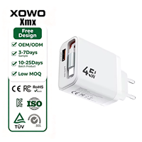 Chargeur rapide 45W à 2 ports avec logo personnalisé, bloc de charge rétractable PD Type C, adaptateur de voyage à charge rapide pour iPhone 18 17