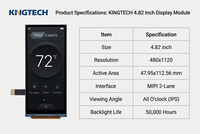 Kingtech 4.82 inci 480x1120 MIPI DSI 2-Lane 20~+70 ℃   untuk Terminal Detektor Genggam Pencitraan Termal Modul LCD TFT Tipe Batang 4,82''