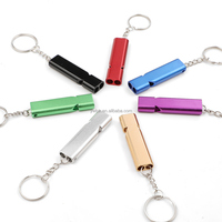 Sifflet Porte-clés Multifonction Portable d'Extérieur à Haut Décibel 150dB, Double Tuyau en Alliage d'Aluminium, Outil de Survie d'Urgence