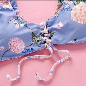 Tendances 2025 : Maillot de bain 2 pièces en tissu uni, séchage rapide, push-up, bandeau asymétrique, haut tube et string en V pour femme - Product Image 2