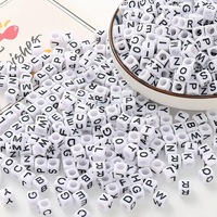 100 pcs/Pack 6x6mm Plastique Acrylique Anglais Blanc Cube Lettre Perles Alphabet Perles Texte Perles