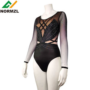 Competição das Mulheres Negras Ginástica Leotard Malha Elegante Ballet Leotard Manga Longa Sublimação Ginástica Roupas Personalizadas - Product Image 4
