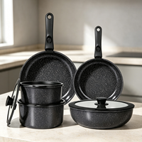 Ensemble de casseroles et poêles en céramique antiadhésives détachables, en alliage d'aluminium, modernes, durables, compatibles induction, avec couvercle en verre