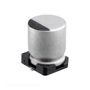 Condensador de Montaje Superficial 50THV22M6.3X8 CAP ALUM 22UF 20% 50V SMD 22 uF - Product Image 1