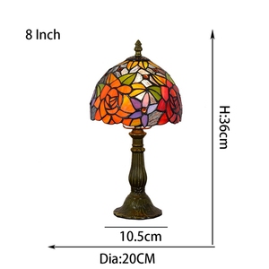 Dia20CM H36CM Tiffany Stained Glass Rose Bar Restaurant Bedroom Bedside Small <strong>Table</strong> Lamp American <strong>Dressing</strong> <strong>Table</strong> <strong>Lighting</strong> - Product Image 3