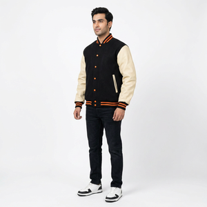 Veste universitaire pour homme en tissu écologique, antibactérien, chaude, sur mesure, avec fermeture à boutons recouverts, broderie en laine, équipe - Product Image 1