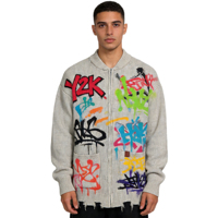 Cardigan zippé côtelé vintage oversize pour homme, style streetwear automne-hiver, avec poches, vente en gros
