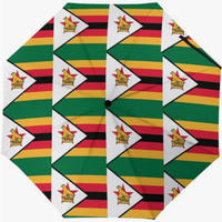 Parapluie Automatique de Haute Qualité à Double Usage Soleil et Pluie, Style National Créatif avec Drapeau Imprimé du Zimbabwe