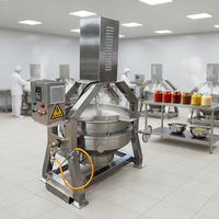Marmite de cuisson industrielle à double enveloppe chauffée électriquement et à gaz, avec agitateur, pour cuisson sous vapeur de soupes et viandes, 200L 300L 500L, pour confitures