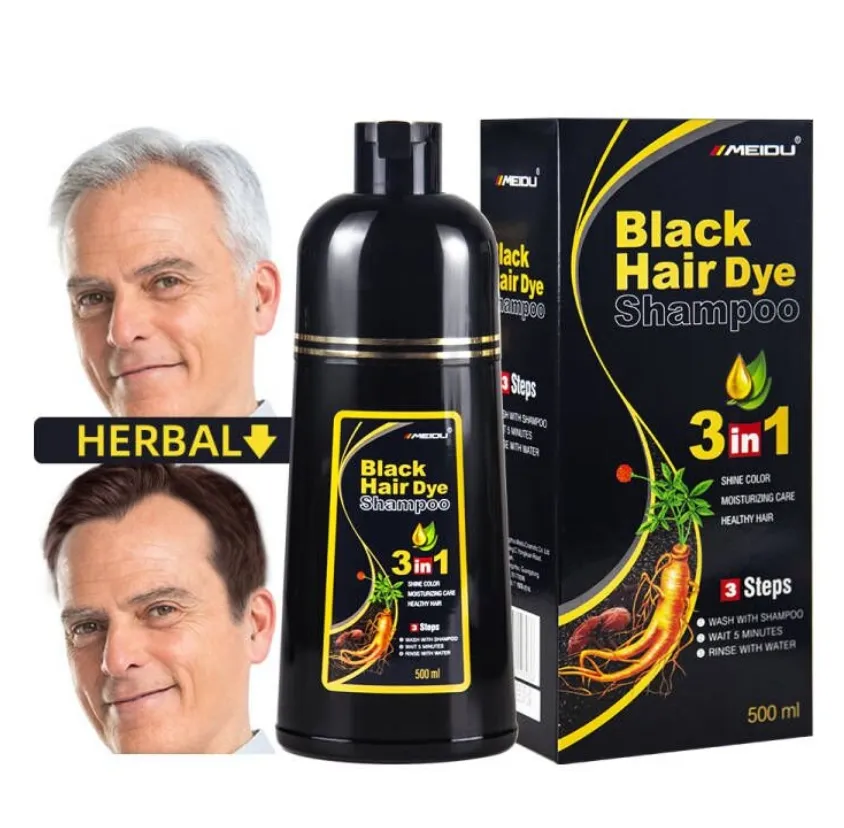 Beyaz saç için bitkisel hızlı renk boya siyah şampuan
