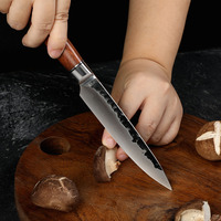 Couteau de chef de cuisine serbe forgé à la main de 5 pouces avec logo personnalisé Couteau de cuisine en acier au carbone 5Cr15MoV Manche en bois de rose