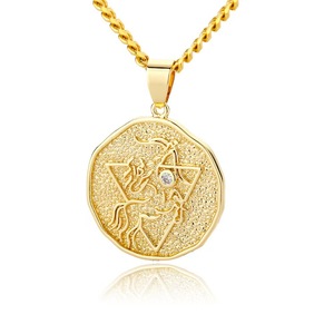 <span class=keywords><strong>Pareja</strong></span> 12 Constelaciones Disco del zodiaco Estampado Grabado Colgante Circón Horóscopo Signo Colgante Collar - Product Image 6