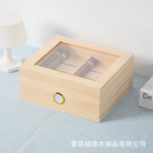 Caja de Cigarros de Estilo Japonés, Imitación Madera de Cedro, con Ventana Transparente, Rectangular, a Prueba de Humedad, Humidor - Product Image 4
