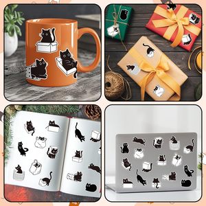 Black &amp; White Cat Waterproof Vinyl Stickers, Cute Cartoon Decals for Scrapbooks, Water Bottles, Party Favors, <strong>Windows</strong> &amp; Luggage - Product Image 6