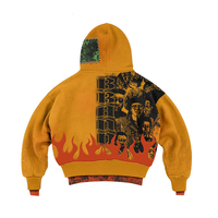 Sudadera con capucha de corte holgado estilo streetwear, con cremallera completa, doble capa, 600 g/m², corte crudo en el bajo, lavado ácido, efecto desgastado por el sol, con tachuelas y pedrería, para un ajuste cómodo.