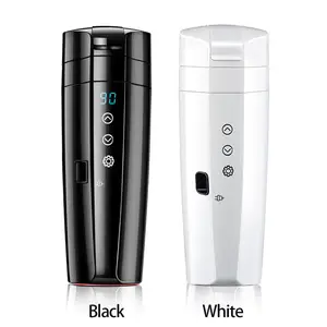 400ml 휴대용 자동차 난방 컵 12V 24V 전기 열 물 컵 LCD 디스플레이 주전자 커피 차 우유 304 스테인레스 스틸