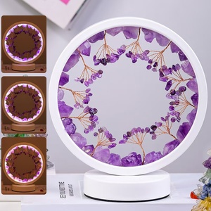 Tự nhiên Rose Quartz pha lê DIY Fengshui trang trí cây của cuộc sống ánh sáng thạch anh tím có thể điều chỉnh ba màu đèn Quà Tặng - Product Image 2