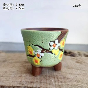 Mini jardinières en céramique personnalisées respirantes <span class=keywords><strong>de</strong></span> style coréen peintes à la main en relief en <span class=keywords><strong>poterie</strong></span> grossière pour plantes succulentes - Product Image 5