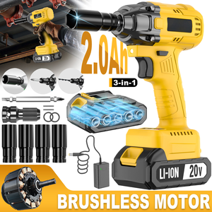 Heavy Duty 320Nm Brushless Cordless Impact Wrench Lithium Ion 20V 500W 1/2 Inch Drive Industrial DIY Use With 2.0Ah <b>Battery</b> CW-2 - Product Image 1