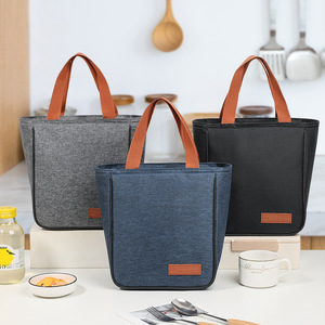 Insulated Lunch Bag Portable Foldable Cooler Bag For Work And Outdoor Use Grey Navy Blue Black - Product Image 1